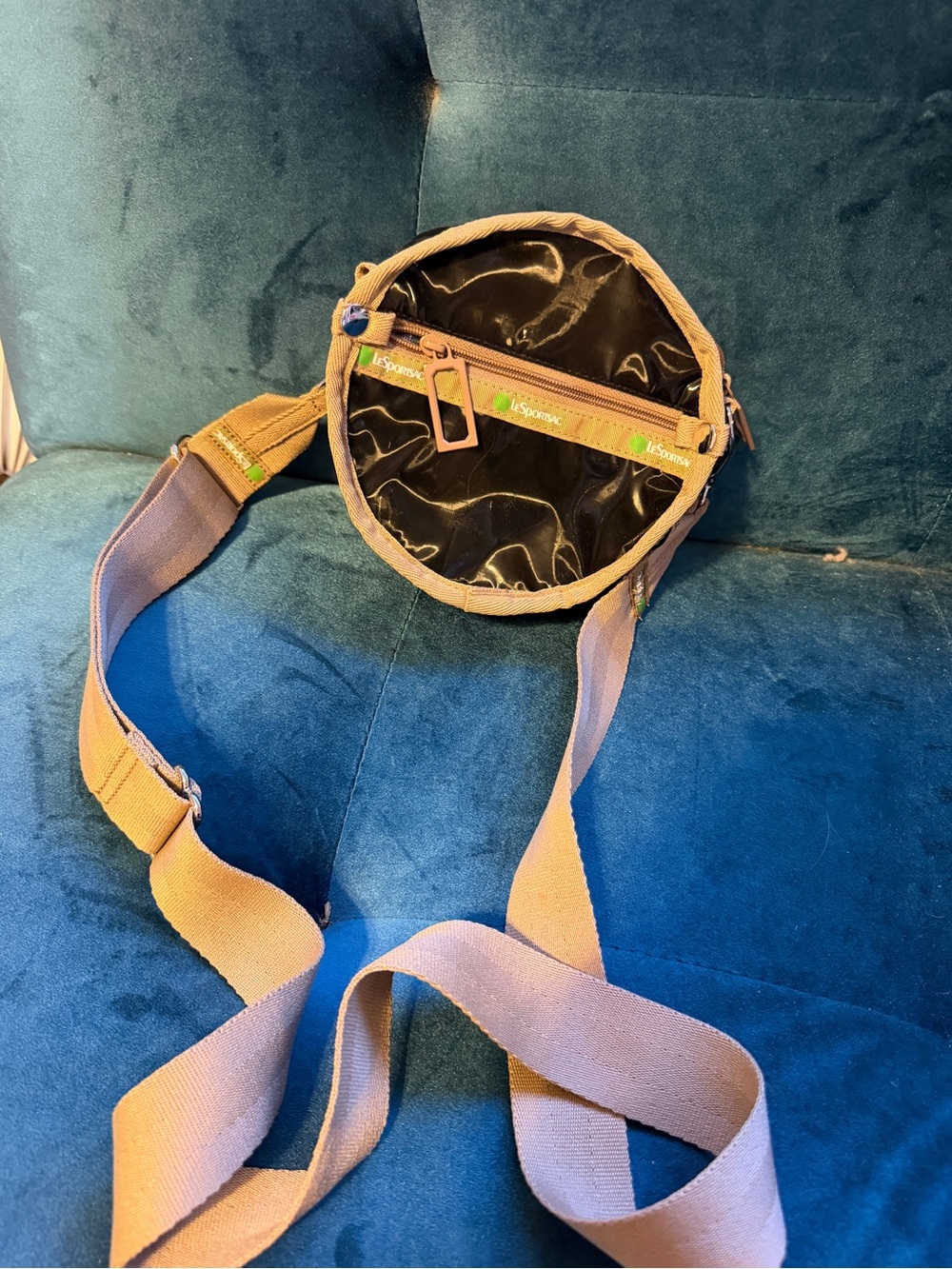 Lesportsac Tan Round Crossbody with Black Interior